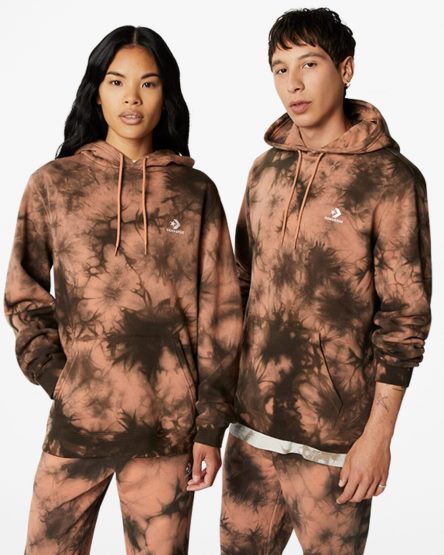 Women's Converse Go-To Star Dyed Standard Fit Fleece Pullover Hoodie Brown | AU 9EC10A